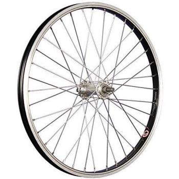 Rueda delantera de bicicleta de 20 pulgadas, aluminio, acero inoxidable, 406-19, negro/plateado