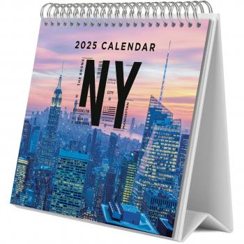 Calendario de escritorio 2025 Nueva York - Calendario de escritorio con diseño temático de Nueva York, formato compacto para escritorio, incluye días festivos y espacio para notas, ideal para organización personal y planificación