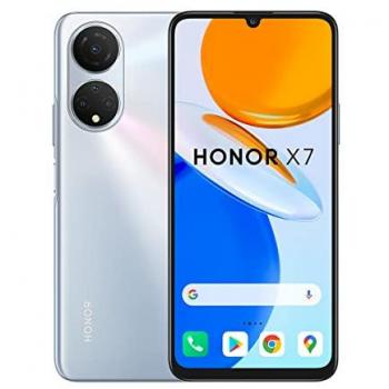 Smartphone HONOR X7 con Android 11, 4GB RAM, 128GB Almacenamiento, Cámara Cuádruple de 48 MP y Batería de 5000 mAh - Plata (Titanium Silver)