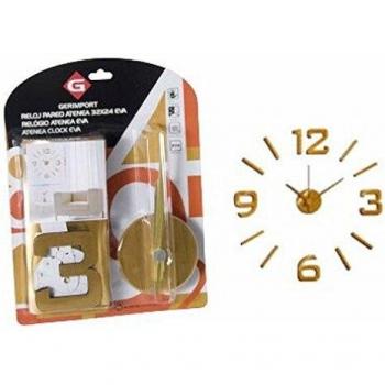 Reloj de Pared Adhesivo Atenea Dorado, 50x50 cm