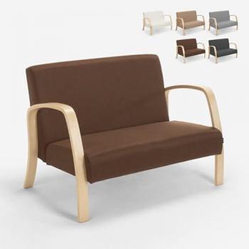 Sofá Esbjerg de Madera y Tela para Sala de Espera y Estudio - Color Marrón