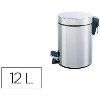 Papelera metalica q-connect con pedal cromada 25x38cm capacidad 12 litros