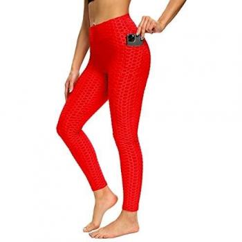 CLEMARS Push Up Leggings para Mujer con Bolsillo, Leggins Mujer Deporte con Bolsillo Alta Mujer Malla Celular Panta