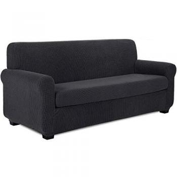TIANSHU Funda Sofa 3 Plazas,2-Piezas Jacquard poliéster Funda de Sofá 3 Plazas elasticas Suaves Resistentes