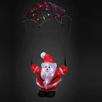 Figura LED Acrílica de Navidad Papá Noel en Paracaídas - Decoración Navideña Interior y Exterior 31x20x16cm