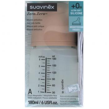 Suavinex Biberón Zero-Zero Flujo Adaptable 0m 180ml Light Sand