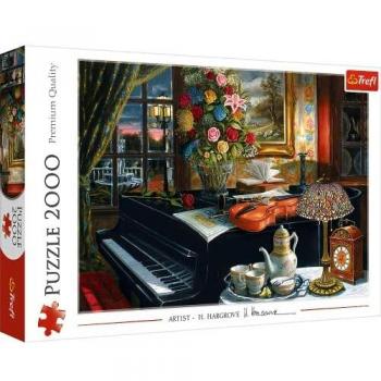 Puzzle Trefl 2000 piezas Sonidos de Música - Bodegón con Piano, Violín y Flores