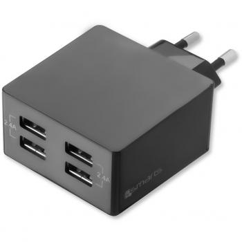 4smarts 460022 Power Plug Quad 4 capas Cargador USB, 4,8 a negro