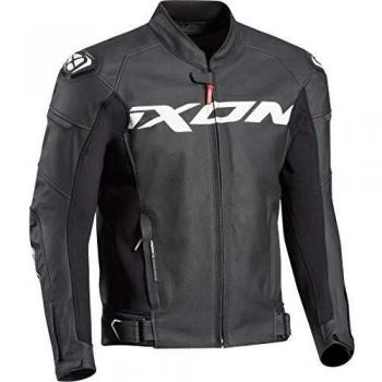 Chaqueta de moto Ixon Sparrow de cuero negra y blanca - XL