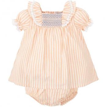 Conjunto de Jesusito de bebé niña a rayas con braguita a juego