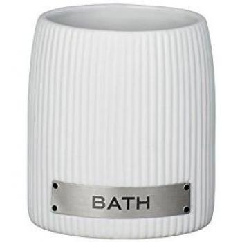 WENKO Vaso de dientes de cerámica Bath, blanco - Soporte para cepillos de dientes, para cepillos y pasta de dientes, Cerámica, 8.5 x 9.5 x 6.5 cm, Blanco