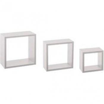 Set de 3 estantes de pared cúbicos blancos