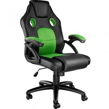 Silla Gaming Racing Mike - Negra/Verde, Acolchado Extragrueso, Transpirable y Ajustable en Altura