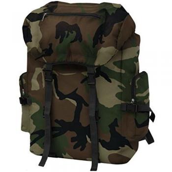 vidaXL Mochila Militar XXL Hidrófuga Muy Rezistente Capacidad 65 LCamuflaje