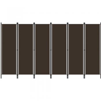 6-Panel Room Divider Brown