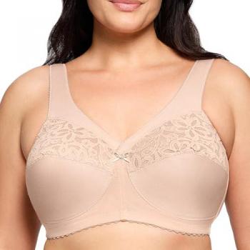 Glamorise MagicLift Cotton Support Bra Tan - Wireless Women's Bra 38-G