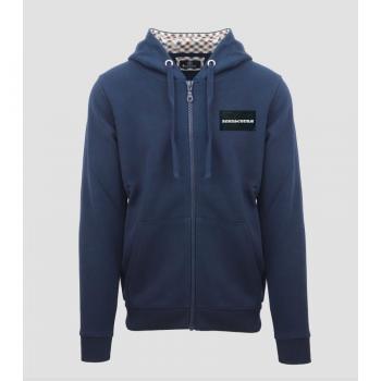 Aquascutum Men's Box Gothic Logo Navy Blue Zip-Up Hoodie - Size Small