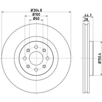 Disco de freno ventilado HELLA 8DD 355 120-951 para ABARTH Punto y Grande Punto