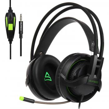[Juego de auriculares para juegos PS4 actualizado]SUPSOO G810 multi-plataforma de juegos de auriculares con micrófono de 3,5 mm jack en línea de control de volumen de auriculares de juego sobre el oído para la nueva Xbox One/PC/Mac/PS4/smartphones