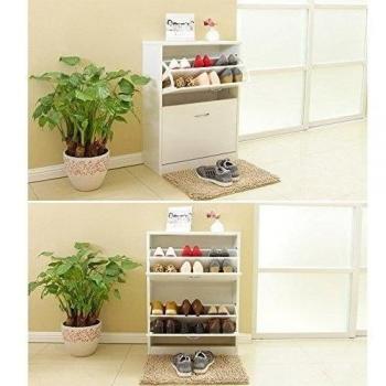 HOMFA Zapatero de madera Zapatero con 2 puertas para 12 pares 63x24x80cm