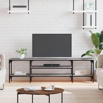 Mueble TV de hierro y madera contrachapada gris Sonoma 161x35x45cm