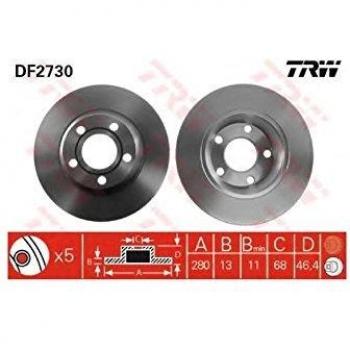 Disco de freno TRW DF2730 frente, completo, altamente carbonizado, 1 pieza