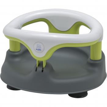 Rotho Babydesign 20429022101 Asiento para bañera, Anillo plegable, Cierre de seguridad para niños, 7-16 meses, Hasta 13kg, Sin BPA, 35x31,3x22cm, Gris/ Blanco/ Manzana Verde
