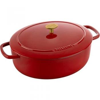 Olla Ovalada de Hierro Fundido BALLARINI Bellamonte 5,5 L - Roja, con Recubrimiento de Esmalte Resistente a Arañazos y Apta para Lavavajillas