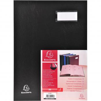 Parapheur Dirección A4 12 Compartimentos PVC Plastificado Negro 24x32 cm