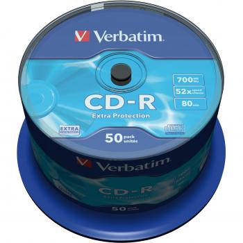 Verbatim 43351 - CD-R Datalife de 700 MB, Velocidad 52x, Paquete de 50 Unidades