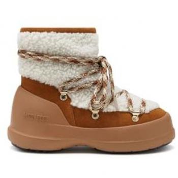 Brown Shearling Moon Boot Winter Boots for Women, Size 10 US