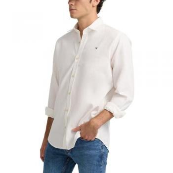 Silbon - Camisa Sport Lisa Structure Blanca Manga Larga para Hombre Talla S