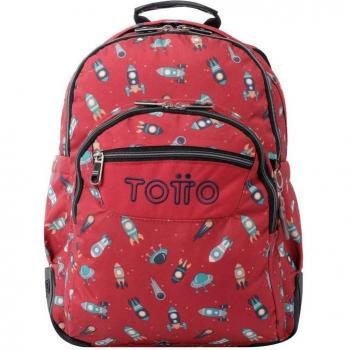Mochila Escolar Totto Estampado Cohetes Crayoles Negro