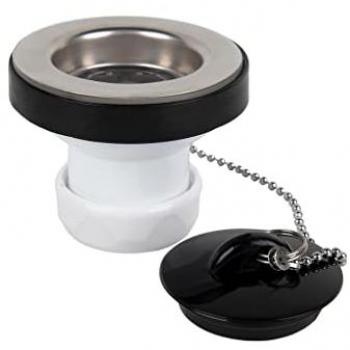 Válvula para Lavabo y Bidé de Polipropileno 1 1/4 o 1 1/2 con Tapón, Tornillo y Cadena - Pack de 1
