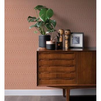 Papel Pintado Vinílico Ecológico Étnico Geométrico Africano Tonos Canela - Rollo de 10 m x 0,52 m