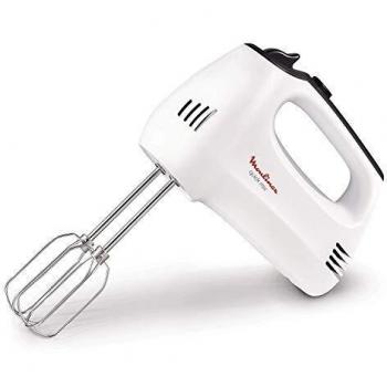 Moulinex HM3101 - Batidora amasadora y varillas con gancho para amasar y varillas para batir, 5 velocidades y función turbo, 300 W, pan y repostería