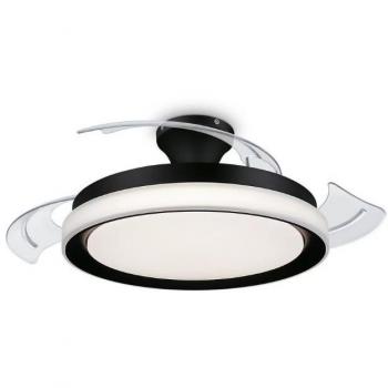 Ventilador de Techo Plegable Bliss 2024 DC Negro con Aspas Retráctiles y Luz LED 28W Philips