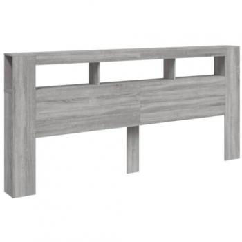Cabecero LED madera ingeniería gris Sonoma 220x18,5x103,5 cm