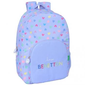 Mochila Escolar Adaptable a Carro Benetton Lila, Poliéster 300D, Ideal para Niños, Cómoda y Resistente