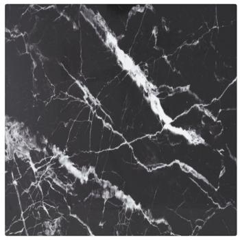 vidaXL 30x30 cm Black Tempered Glass Table Top with Marble Design (6 mm)