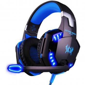 Cascos Auriculares Gaming con Micrófono ArkarTech Headset Auricular Gamer Juegos Jack 3,5mm Ultra-livianos Ajustable Estéreo LED y USB Para PC Computadoras