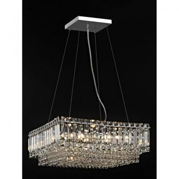 Lámpara colgante Alvery Chrome de 9 bombillas, diámetro de 18 cm, con acabado en cromo pulido y detalles en cristal transparente