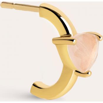 Pendiente Suelto Aro Singularu Rosey Plata Baño Oro - Pendiente en Plata de Ley 925 con Acabado Baño de Oro de 18 Kt - Cierre a Presión - Joyas para Mujer
