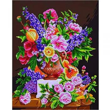Kit de Bordado Diamante Bouquet de Flores 61x75cm Multicolor