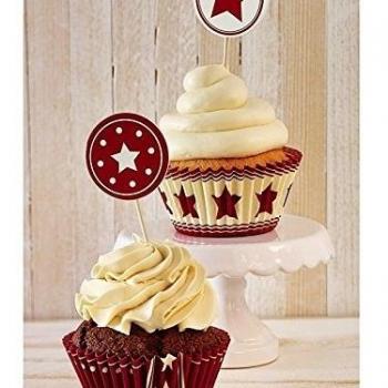 CupCake Deco-Set - Sterne, 36-tlg: Inhalt: 24 Förmchen, 12 Fahnen
