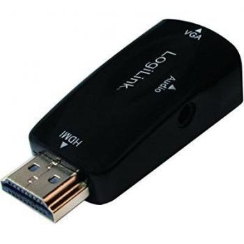 Adaptador HDMI a VGA Full HD 1080p con salida de audio de 3.5 mm, negro
