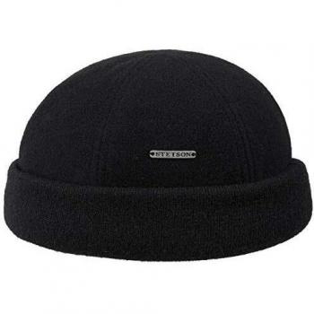 Gorro Docker de Stetson - Lana/Cashmere Negro - Talla L (58-59 cm) - Unisex con Forro de Polar