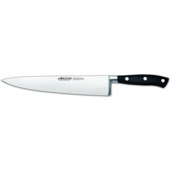 Arcos Serie Riviera, Cuchillo Cocinero, Hoja de Acero Inoxidable Forjado Nitrum 250 mm, Mango de Polyoxymethylene, POM Color Negro