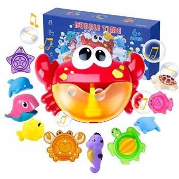 Joyjoz Juguetes De Baño Cangrejo Bubble Toys Bath Squirters Toys Stacking Cups Bubble Machine con música para niños pequeños