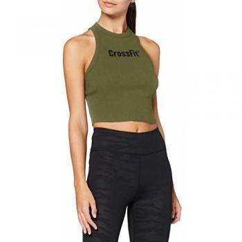 Reebok RC Authentic Crop Tank Top, Mujer, Verde